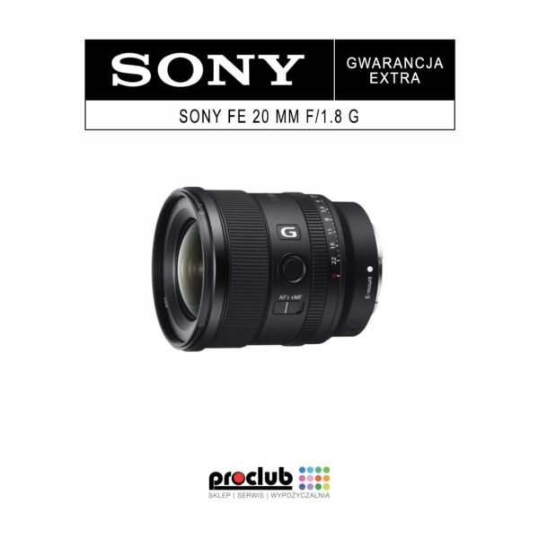 Gwarancja extra Sony FE 20 mm f/1.8 G